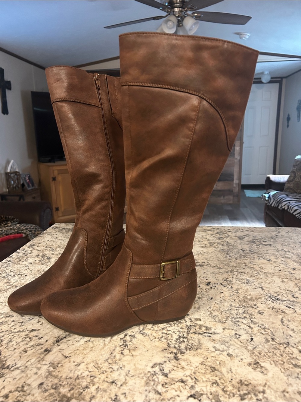 BareTraps Brown Over-the-Knee Wedge Boots